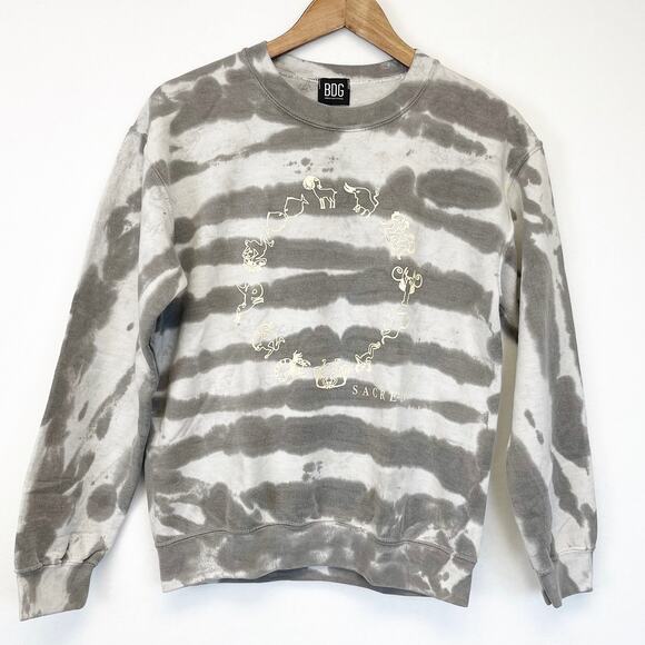 BDG Urban Outfitters Womens XS‎ Sacred Symbols Tie Dye Sweatshirt Gray Hippie - Picture 1 of 7